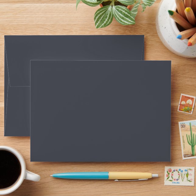 Modern Charcoal Grey  Plain Solid Colour Envelope (Desk)