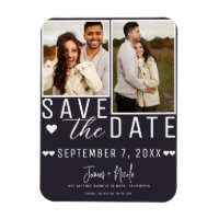 Modern Charcoal Grey Save the Date 2 Photo Wedding