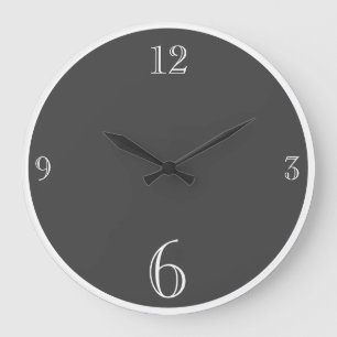Modern Charcoal Grey Solid colour Basic minimalis Large Clock