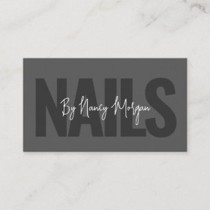 Modern Charcoal Grey Typography Nail Tech Business Card