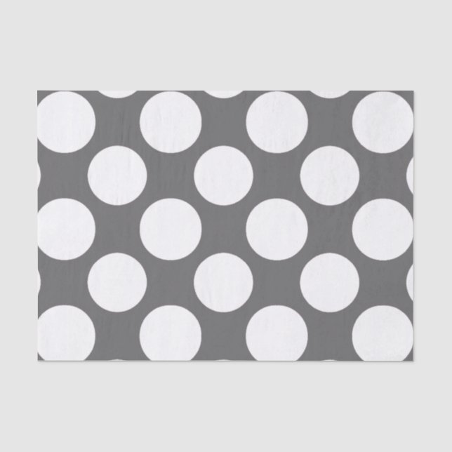 Modern Charcoal Grey White Polka Dots Pattern Tissue Paper (Front)
