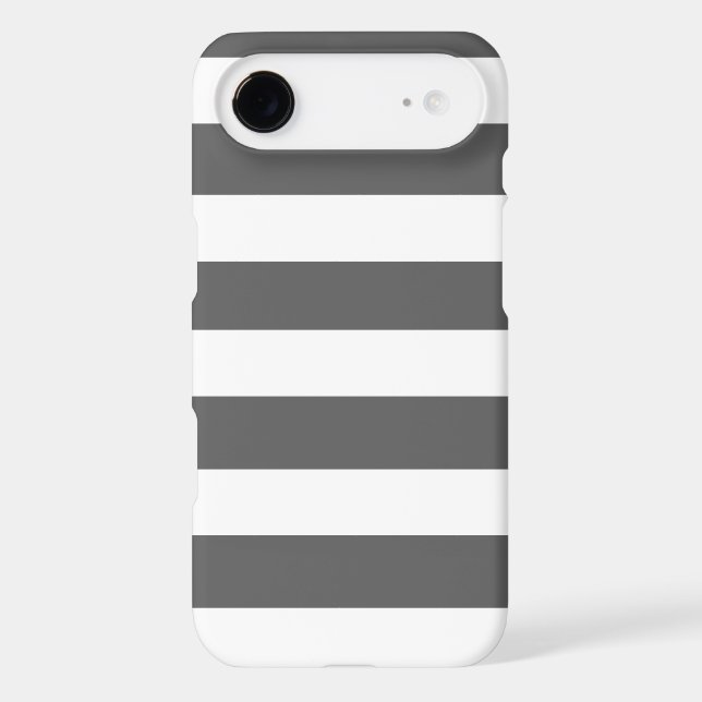 Modern Charcoal Grey White Stripes Pattern Case-Mate iPhone Case (Back)