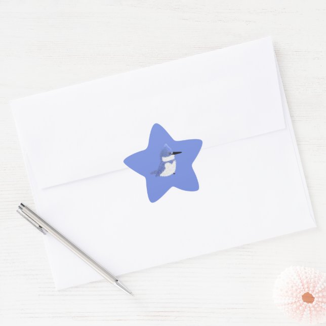 Modern charming belted kingfisher star sticker (Envelope)