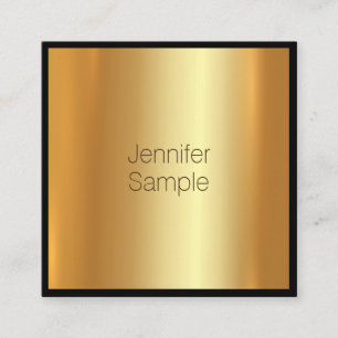 Modern Charming Glamourous Golden Fine Plain Square Business Card