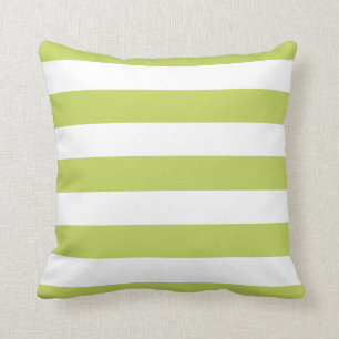 Modern Chartreuse and White Stripes Cushion