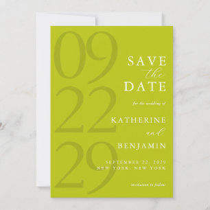 Modern Chartreuse Minimalist Wedding Save The Date