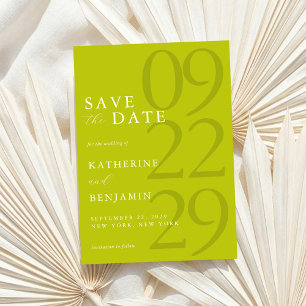 Modern Chartreuse Minimalist Wedding Save The Date