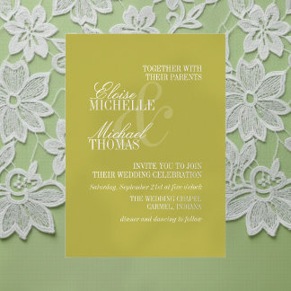 Modern Chartreuse Script Formal Wedding