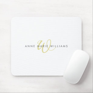 Modern Chartreuse Script Monogram Mouse Mat