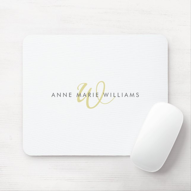 Modern Chartreuse Script Monogram Mouse Mat (With Mouse)
