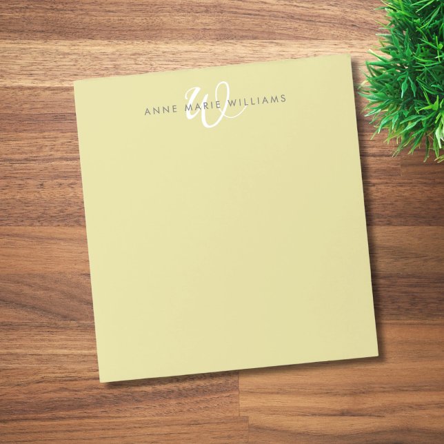 Modern Chartreuse White Script Monogram Notepad (Creator Uploaded)