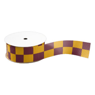 Modern Check Sports School Colours Fun Grosgrain Ribbon