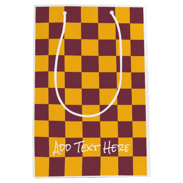 Modern Check Team Spirit School Colours College Fu Medium Gift Bag (Front)