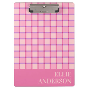 Modern Checker Pastel Pink Purple Custom Clipboard
