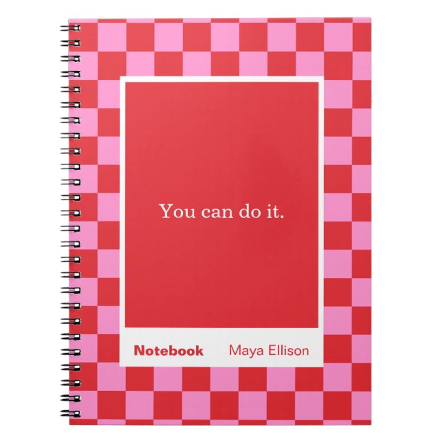Modern Checkerboard Block Quote Classic Notebook (Front)