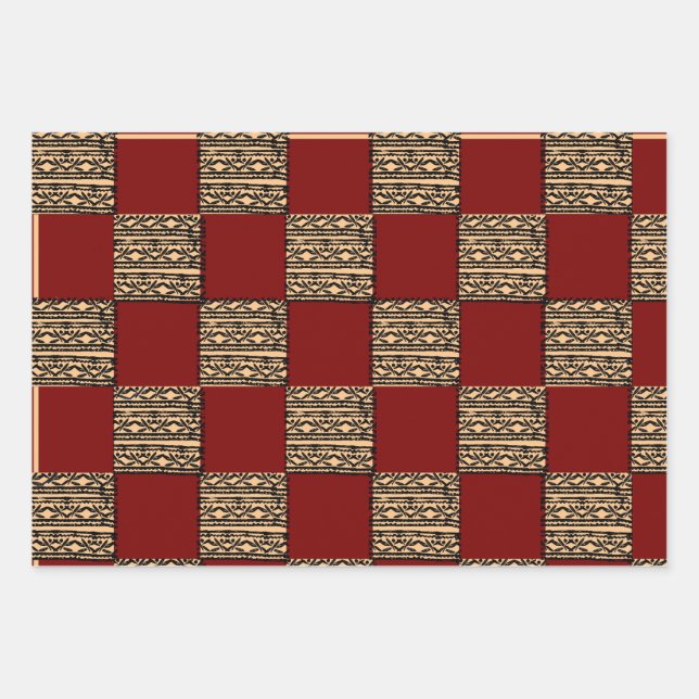 Modern Checkerboard Geometric pattern  Wrapping Paper Sheet (Front)