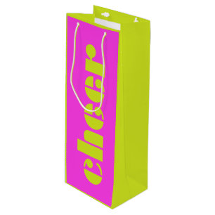 Modern Cheer Fuchsia Pink and Bright Green  Wine Gift Bag