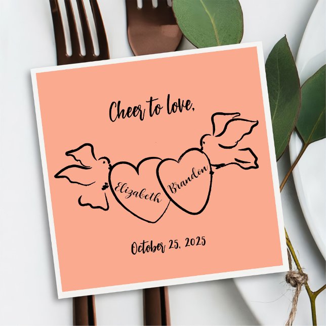 Modern Cheer to Love Personalised Wedding Napkins (Creator Uploaded)