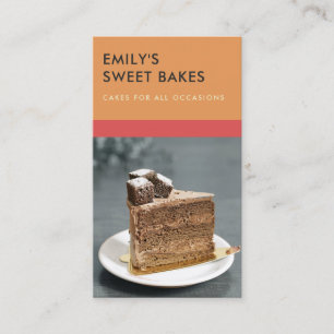 MODERN CHEERFUL BOLD RED ORANGE BAKERY CHEF PHOTO BUSINESS CARD