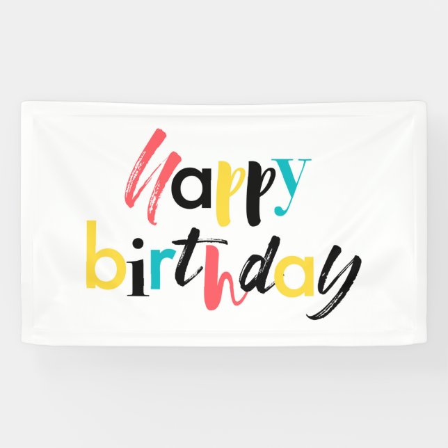Modern, cheerful design of "Happy Birthday" Banner (Horizontal)