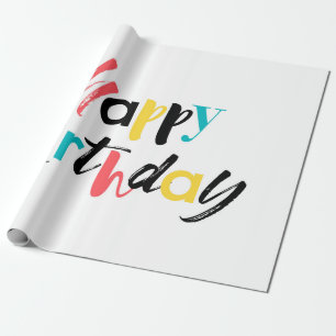 Modern, cheerful design of "Happy Birthday" Wrapping Paper