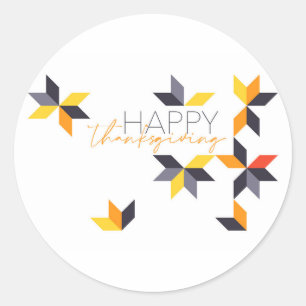 Modern, cheerful design of Happy Thanksgiving Classic Round Sticker