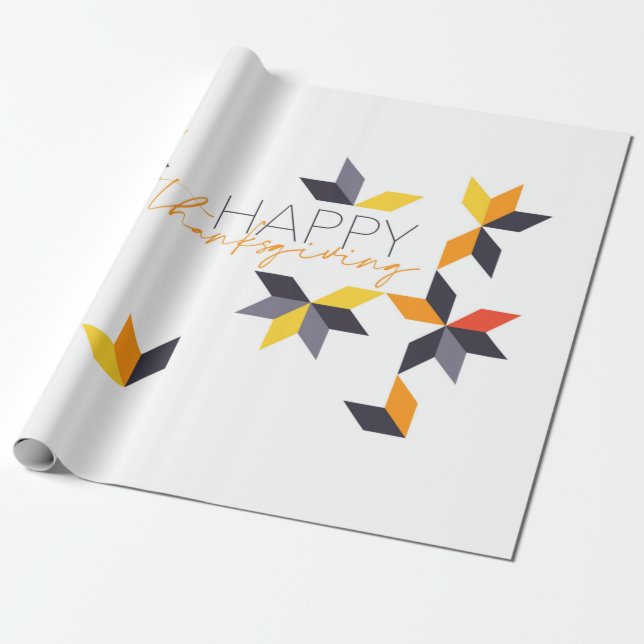 Modern, cheerful design of Happy Thanksgiving Wrapping Paper (Unrolled)
