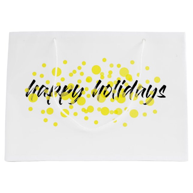 Modern, cheerful, fun graphic "Happy holidays" Large Gift Bag (Front)