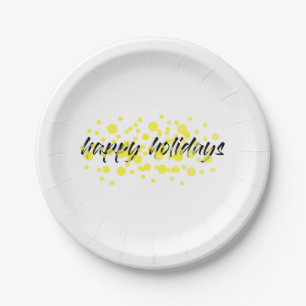 Modern, cheerful, fun graphic "Happy holidays" Paper Plate