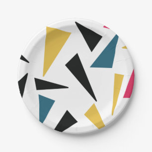 Modern, cheerful, fun, vibrant geometric pattern paper plate