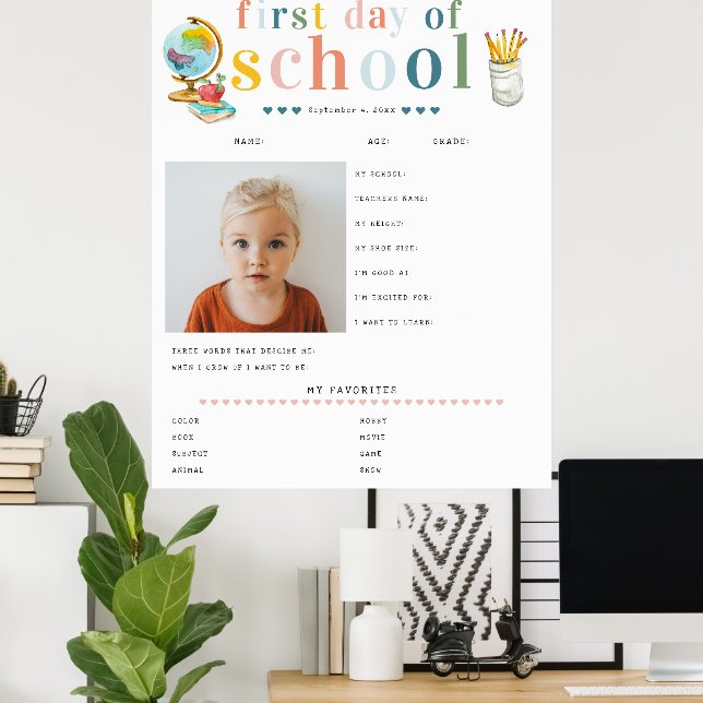 Modern Cheerful Lettering | 1st Day of School Poster (Home Office)
