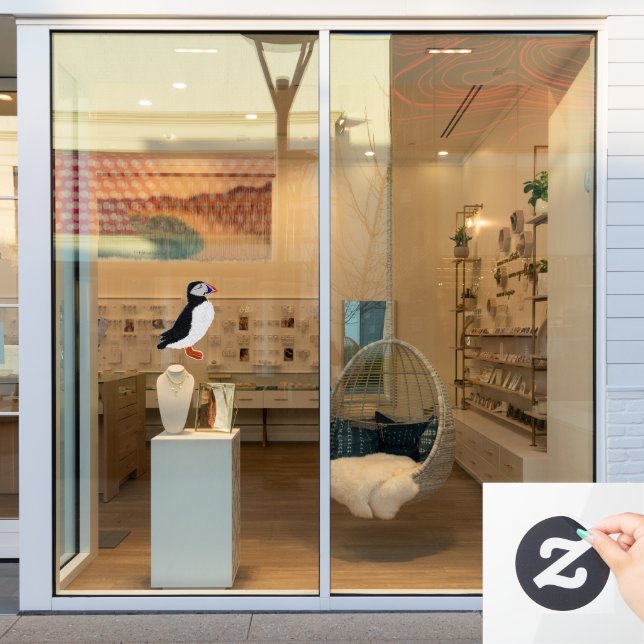 Modern cheerful puffin window cling (Store Window)