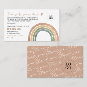 Modern Cheerful Rainbow Thank You Business Card