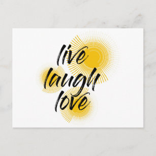 Modern, cheerful, trendy design Live Laugh Love Postcard
