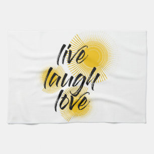 Modern, cheerful, trendy design Live Laugh Love Tea Towel