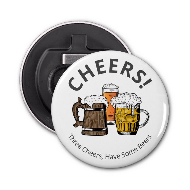 Modern CHEERS Cartoon Beers Customisable Bottle Opener (Front)
