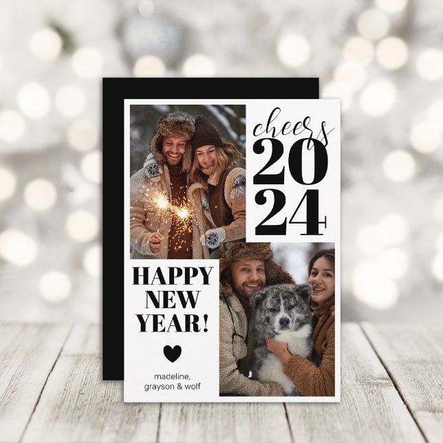 Modern Cheers Happy New Year Photo Holiday Card (Creator Uploaded)