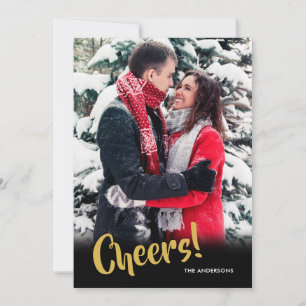 Modern Cheers Happy New Years Photo Holiday Card