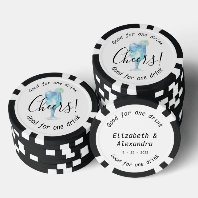 Modern Cheers Hawaiian Drink Wedding Poker Chips (Stack)
