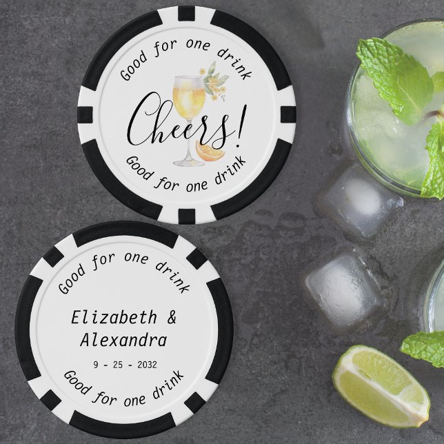 Modern Cheers Mimosa Drink Wedding Poker Chips (Modern Cheers Mimosa Drink Wedding Poker Chips)