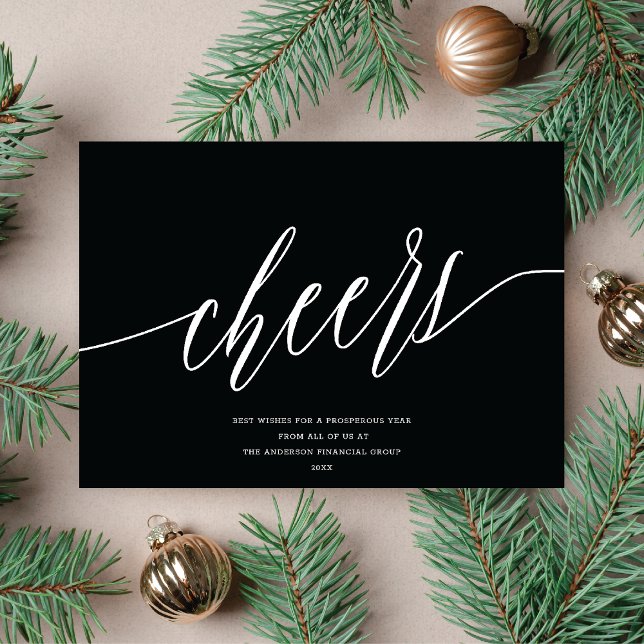 Modern Cheers Non-Photo Business Holiday Card (Creator Uploaded)