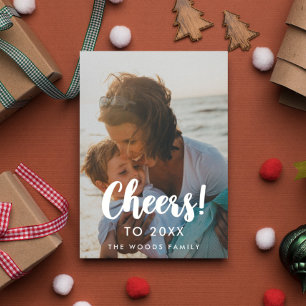 Modern Cheers to 2025 New Year's photo Holiday Card