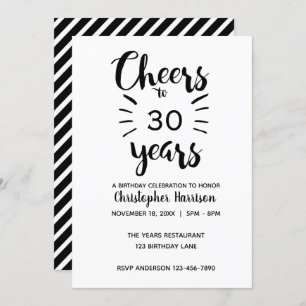 Modern Cheers to 30 Years Birthday Invitation