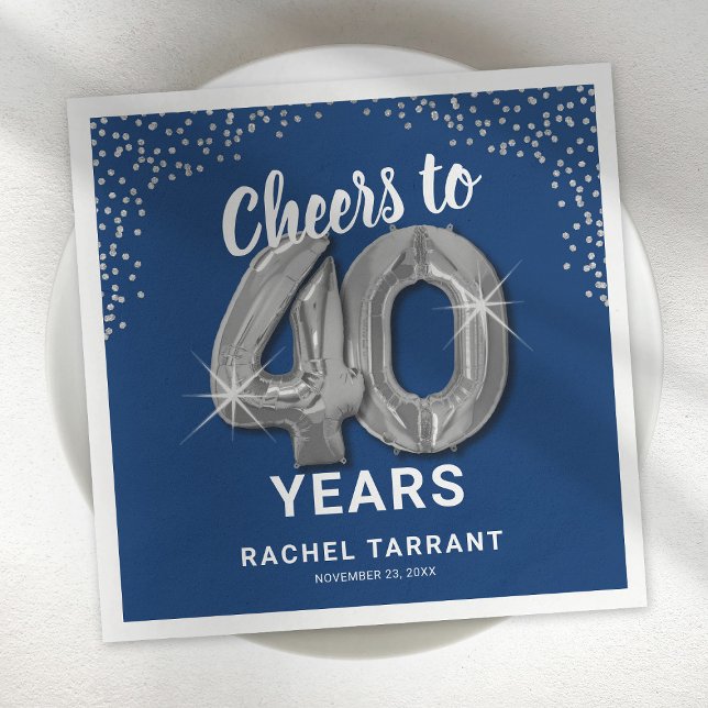 Modern Cheers to 40 Years Birthday Napkins (Creator Uploaded)