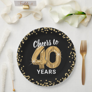 Modern Cheers to 40 Years Birthday Paper Plate