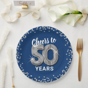 Modern Cheers to 50 Years Birthday Paper Plate