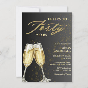 Modern Cheers to Forty Years 40th Birthday  Invitation