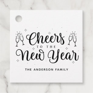 Modern Cheers to the New Year Favour Tags