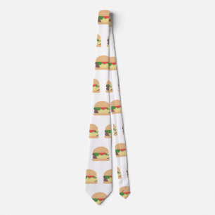 Modern Cheeseburger Lover Foodie Junk Food Tie
