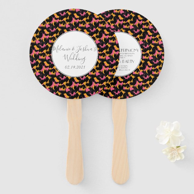 Modern Cheetah Animal Print Furry Wedding Round Hand Fan (Front and Back)